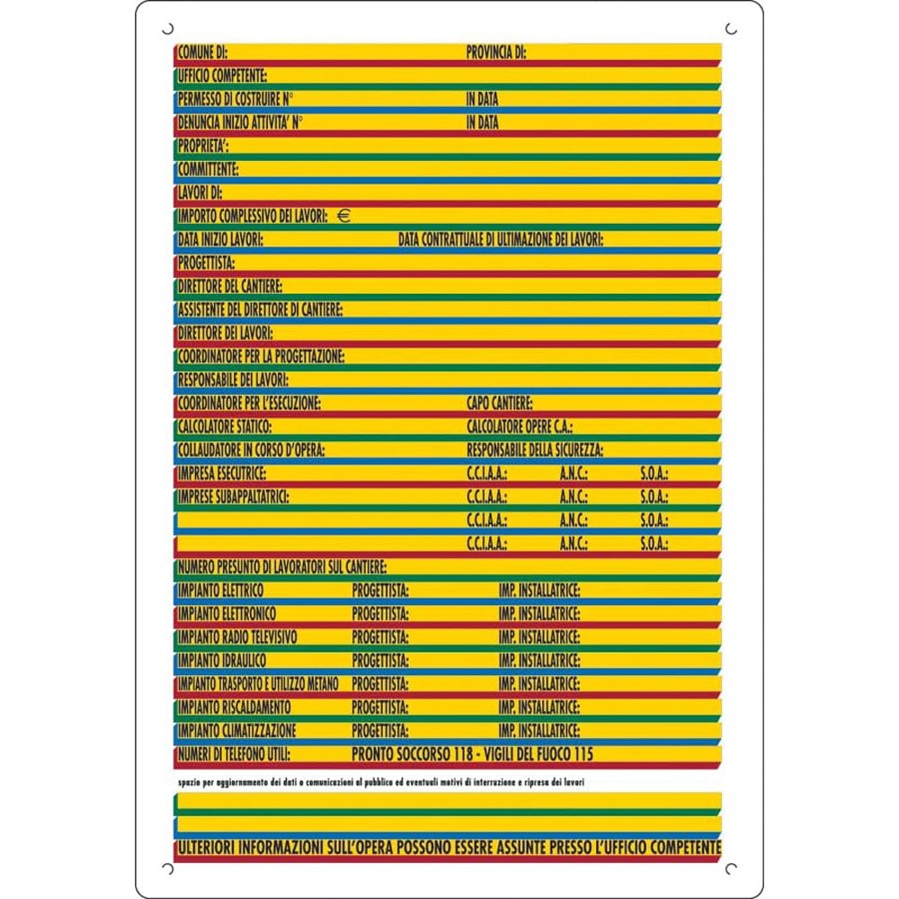 CARTELLO 88X68 CANTIERE DIREZIONI LAVORI COLORATO