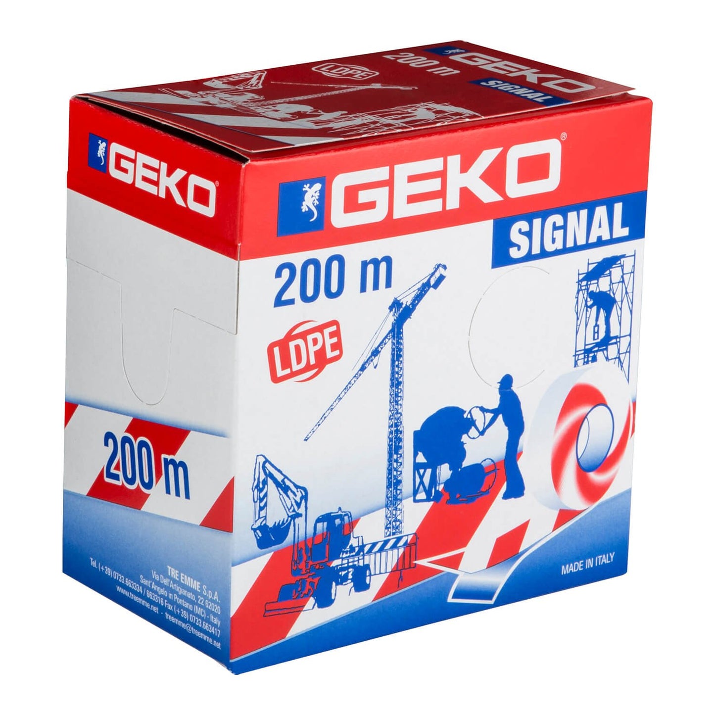 NASTRO SEGNALETICO BIFACCIALE MM.70X200MT BIANCO/ROSSO